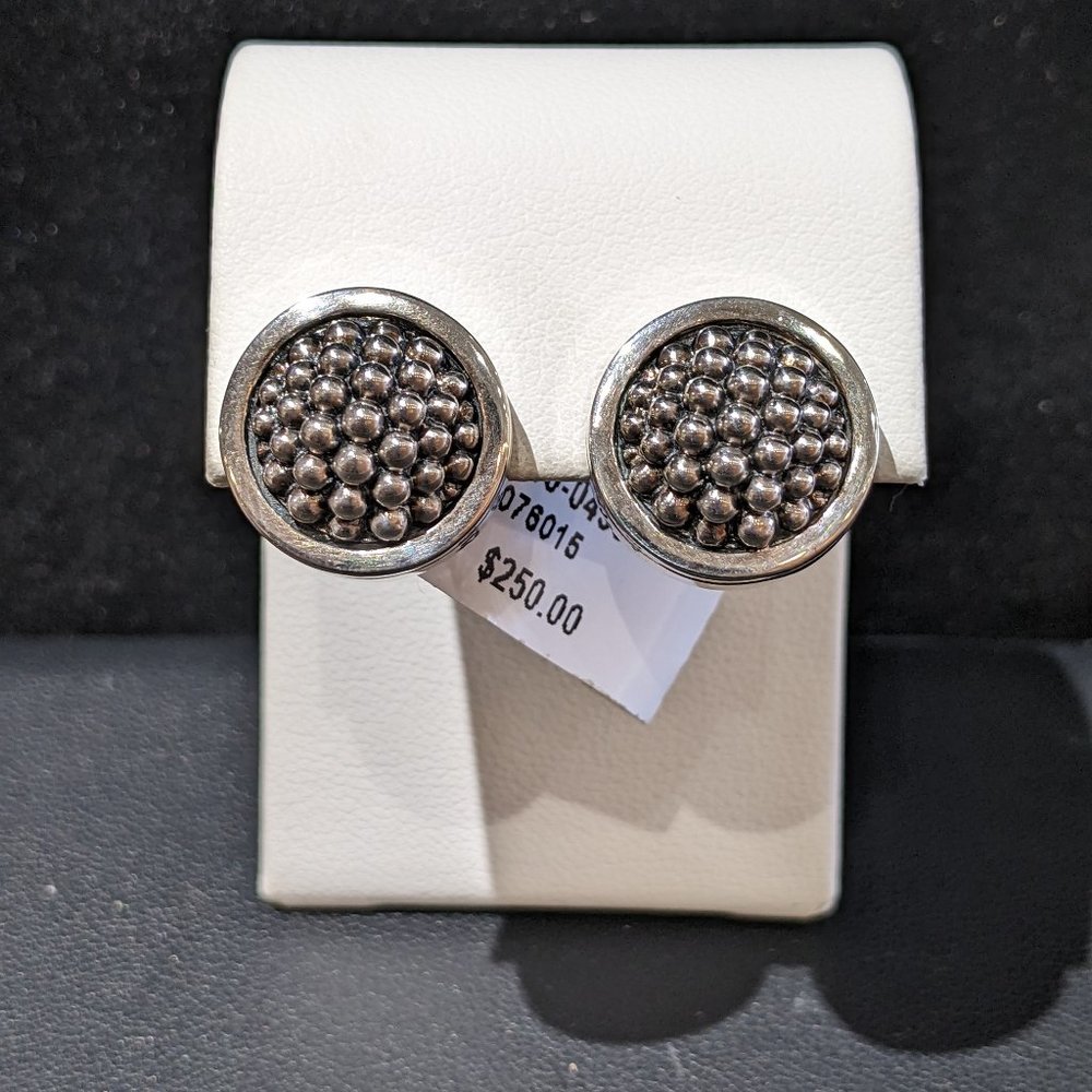 LAGOS Sterling Silver Caviar Beaded Button Earrings